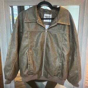 Princess Polly Faux Leather Zip-Up Bomber Jacket
